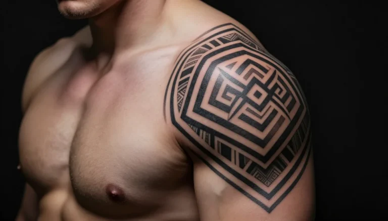 Красивая черно-белая геометрическая татуировка на руке мужчины.