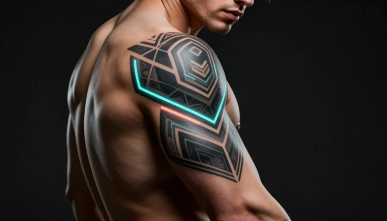 Мужская рука с геометрическими татуировками