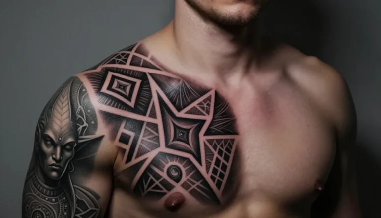 Красивая татуировка на плече мужчины.