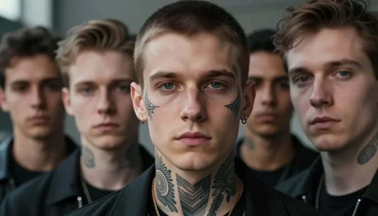 Stylish people with bold face tattoos.