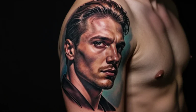 Мужская рука с яркой татуировкой