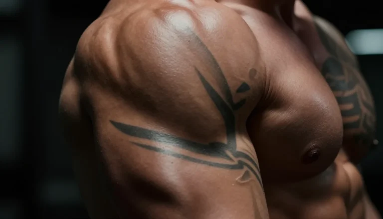 Мужская рука с татуировками.