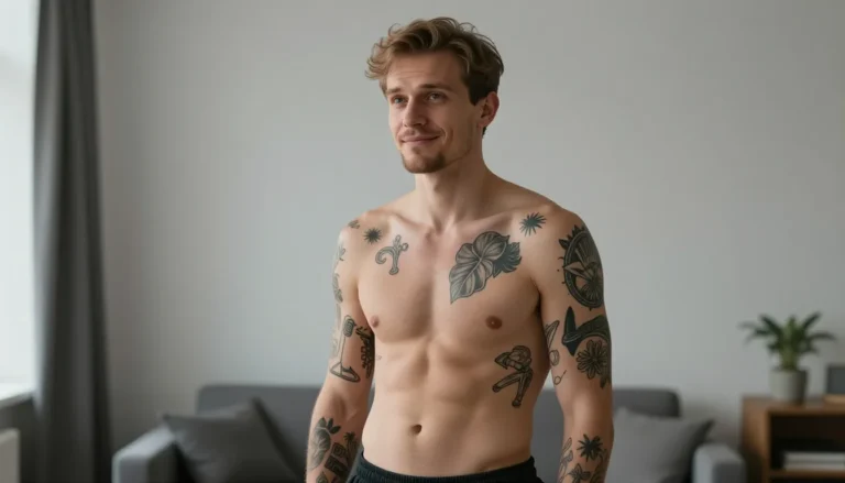 Stylish man covered in pointless tattoos.