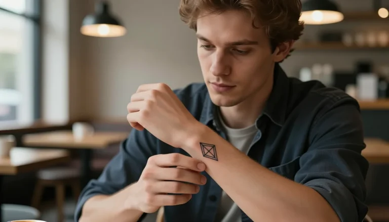 Stylish man with minimalistic forearm tattoo
