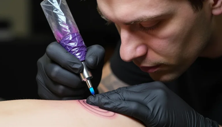 Краска для татуировки в процессе нанесения