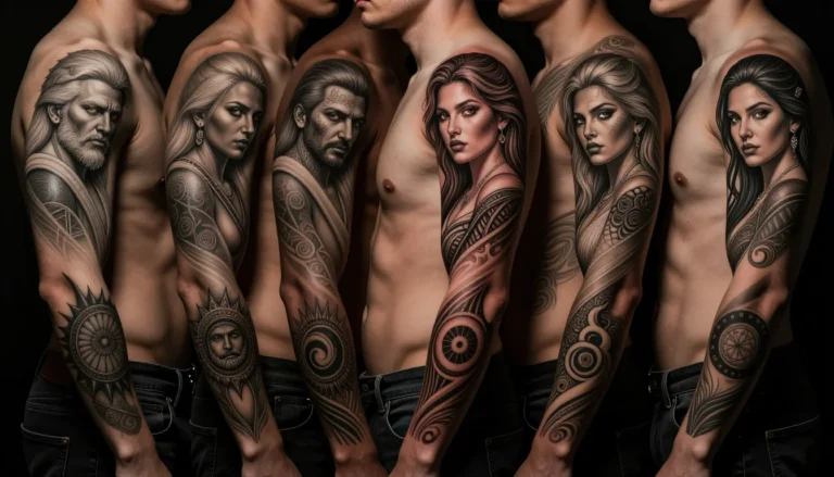 Stunning photo collage of beautiful realistic tattoos.