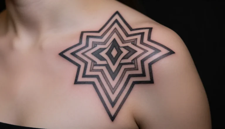Geometric blackwork tattoo with no background.