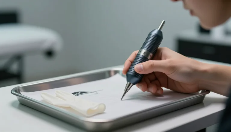 Sterile tattoo equipment in a tattoo salon
