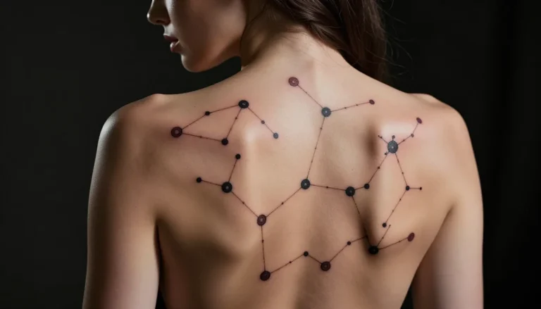Stunning back tattoo with zodiac signs