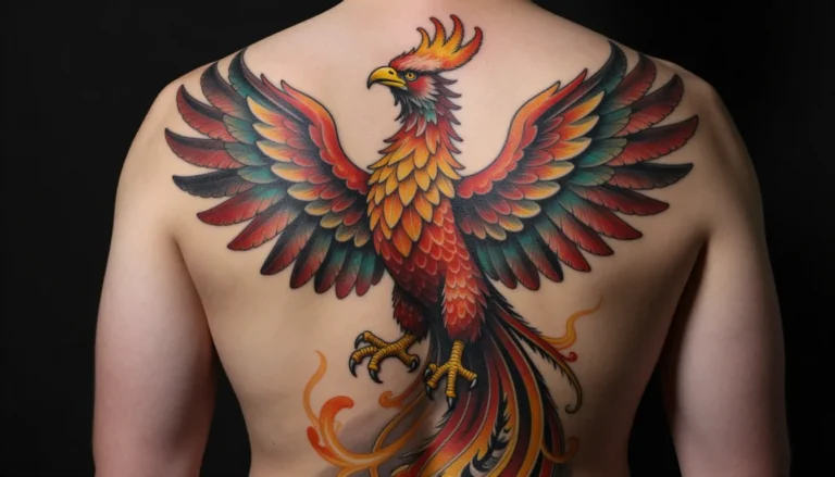 Majestic Phoenix Back Tattoo