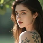 Floral tattoo on a woman's shoulder
