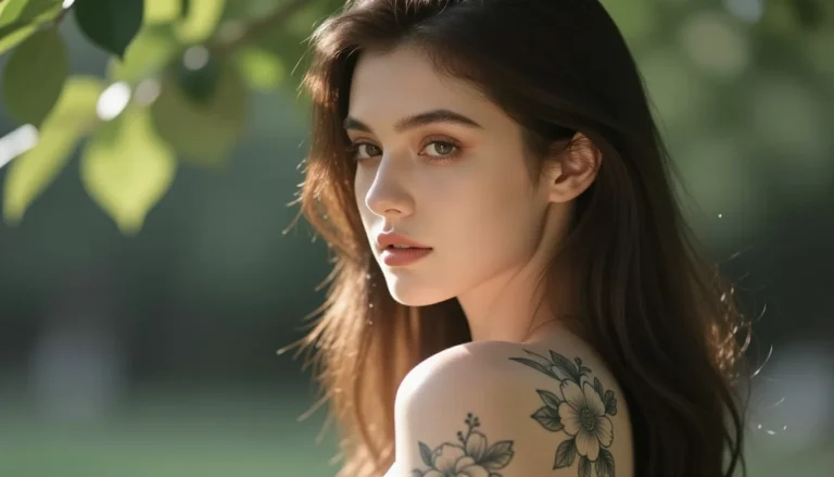Floral tattoo on a woman's shoulder