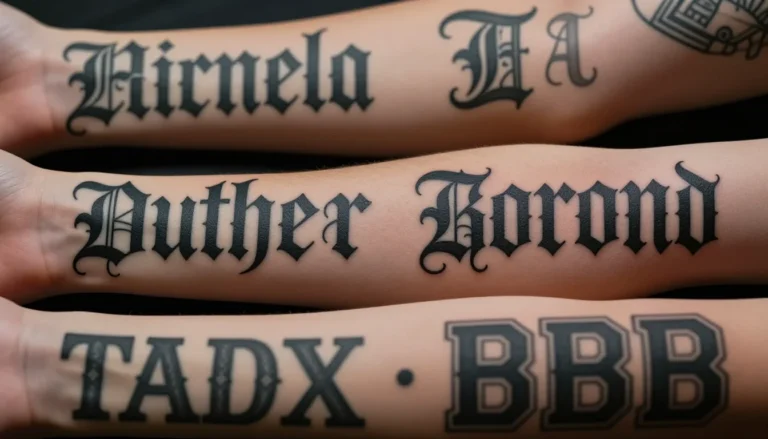 Разнообразие стилей надписей тату.
