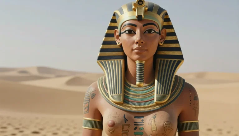 Ancient Egyptian woman with elaborate tattoos