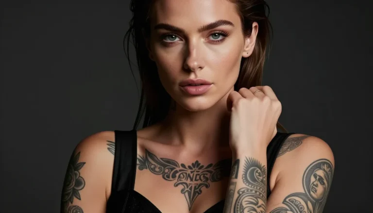 Stylish woman with trendy tattoos