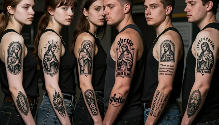 Authentic "ghetto style" tattoos on diverse individuals