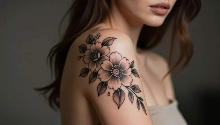 Floral tattoo on shoulder