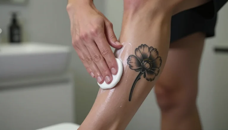 Уход за свежей татуировкой на ноге