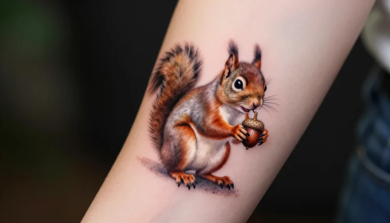 Watercolor miniature squirrel tattoo