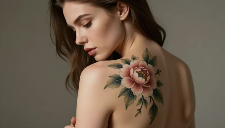 Девушка с красивыми цветочными татуировками.