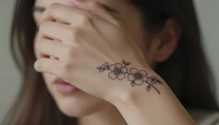 Деликатная цветочная татуировка на запястье