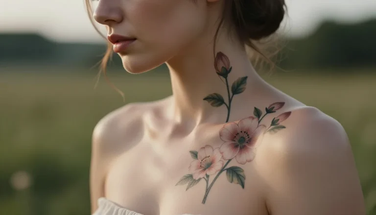 Floral tattoo representing finding meaning in life.