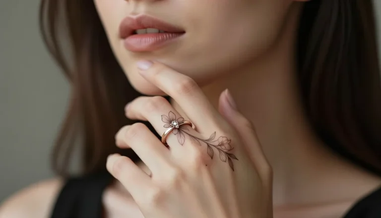 Floral wrist ring tattoo.
