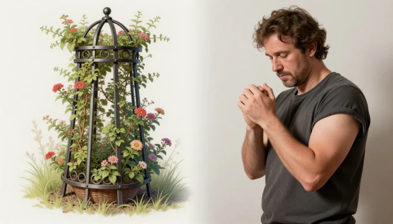 Decorative metalwork for supporting climbing plants (partaki) sketch.