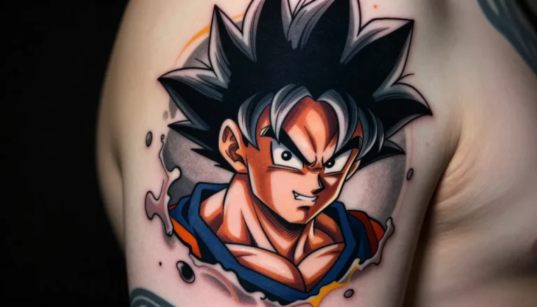 Татуировка в стиле аниме на руке человека.