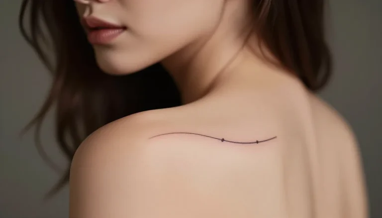 Delicate geometric tattoo on shoulder.