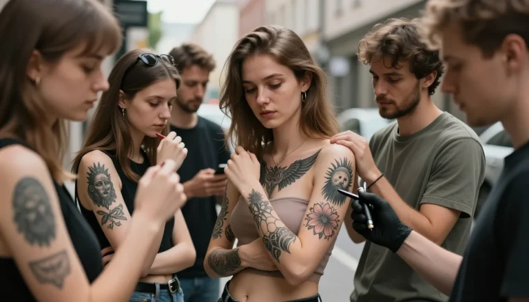 Diverse individuals proudly displaying their beautiful and meaningful tattoos.