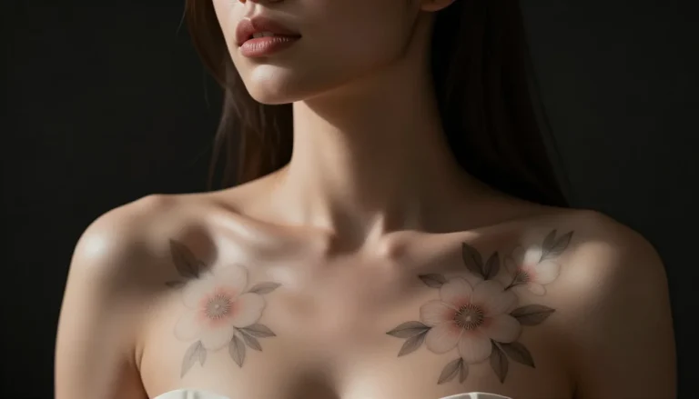 Floral lung tattoo design