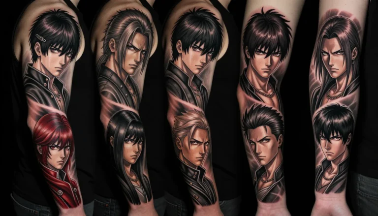 Anime inspired sleeve tattoo
