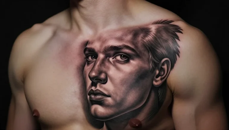 Красивая реалистичная татуировка на плече.