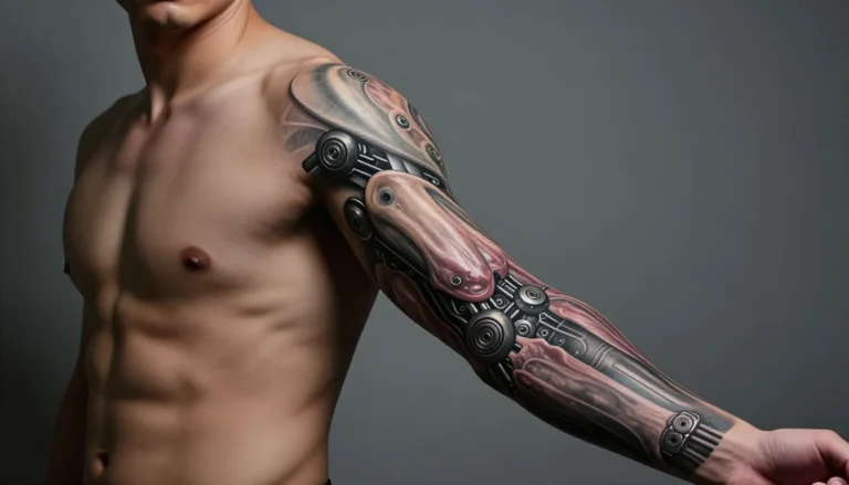 Биомеханическая татуировка на руке