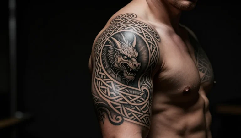 Рукав с кельтскими мотивами и мифологическими существами