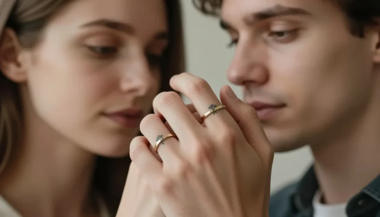 Matching couple's finger tattoo - symbol of love and connection.
