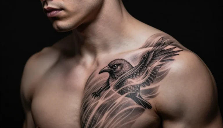 Detailed blackwork shoulder tattoo