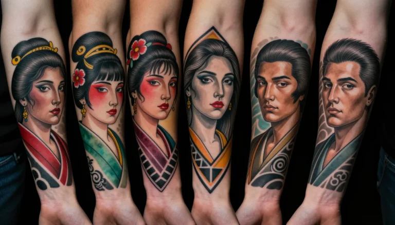 Diverse group displaying beautiful tattoos.