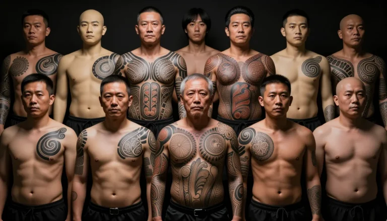 Diverse collection of world cultures’ traditional tattoos.
