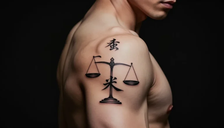 Elegant Chinese calligraphy tattoo on muscular arm