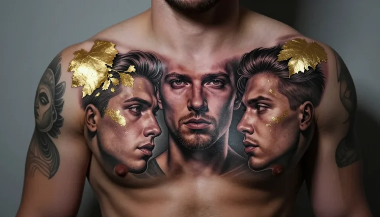 Expensive, elaborate full-body golden tattoo.