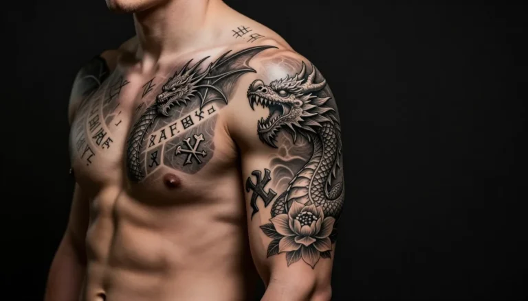 Мужчина с татуировкой в стиле фэнтези на руке