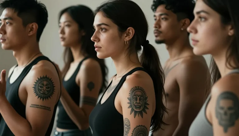 Diverse individuals displaying their meaningful tattoos.