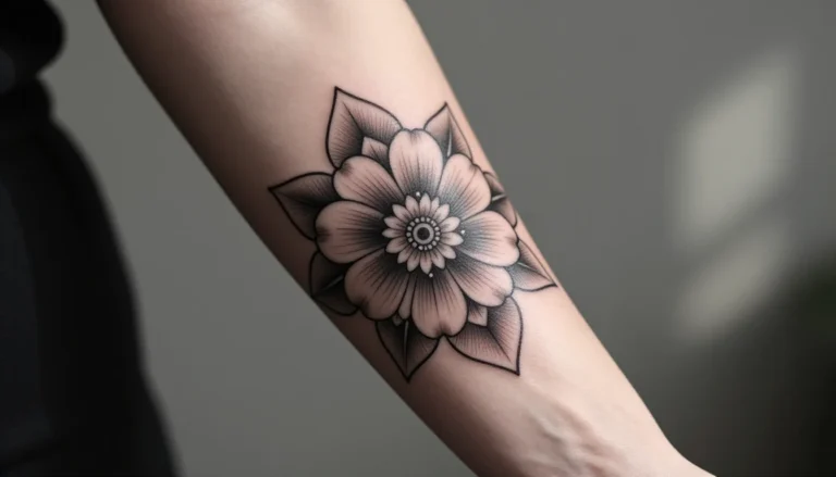 Татуировка 5 см на руке - геометрический цветок