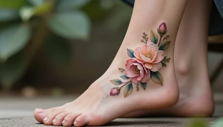 Floral foot tattoo