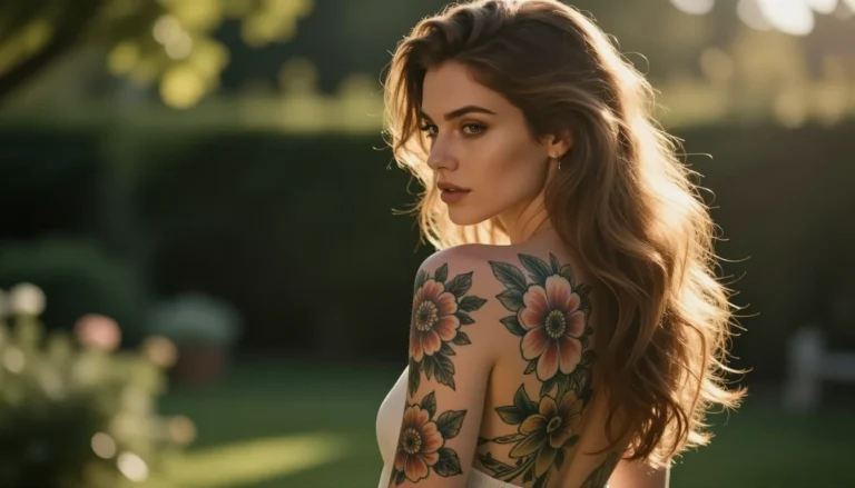 Floral tattoo on woman's body