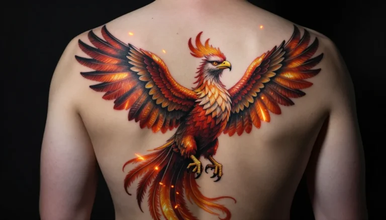 Stunning phoenix tattoo on the back.
