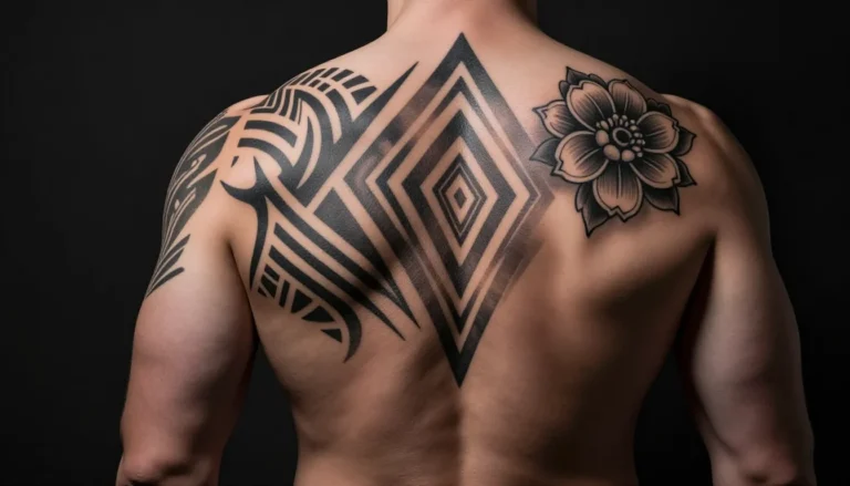 Мужская татуировка на всю спину в реалистичном стиле