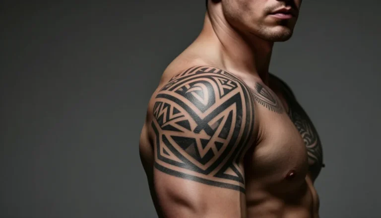 Мужская рука с геометрическими татуировками